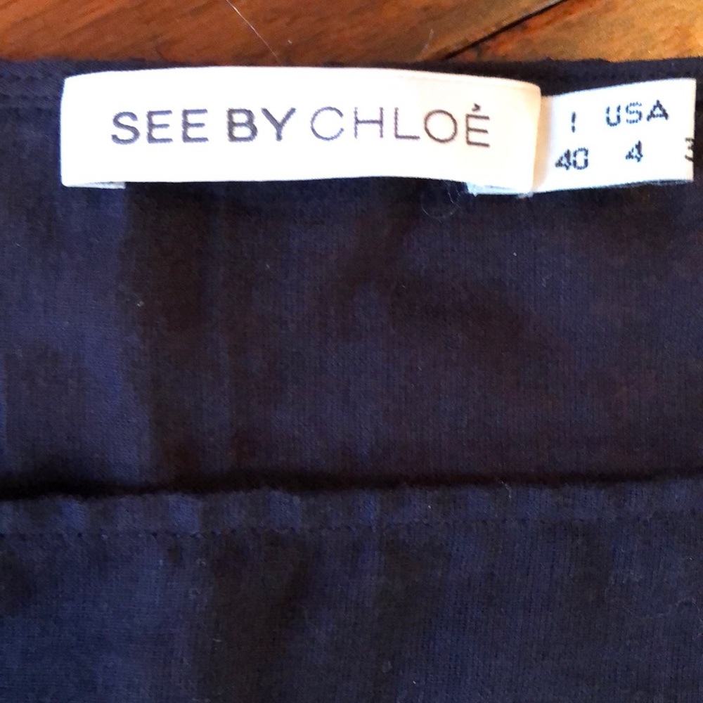 SEE BY CHLOE 💯% silk navy blue sheer swim coverup - Picture 6 of 8